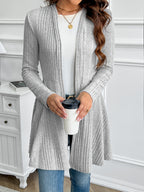 Plain Textured Loose Spring/Autumn Outerwear - Light Grey