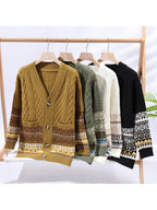 2026 Spring New Arrival Men's Knitted Cardigan, Patterned Outerwear Top - Green