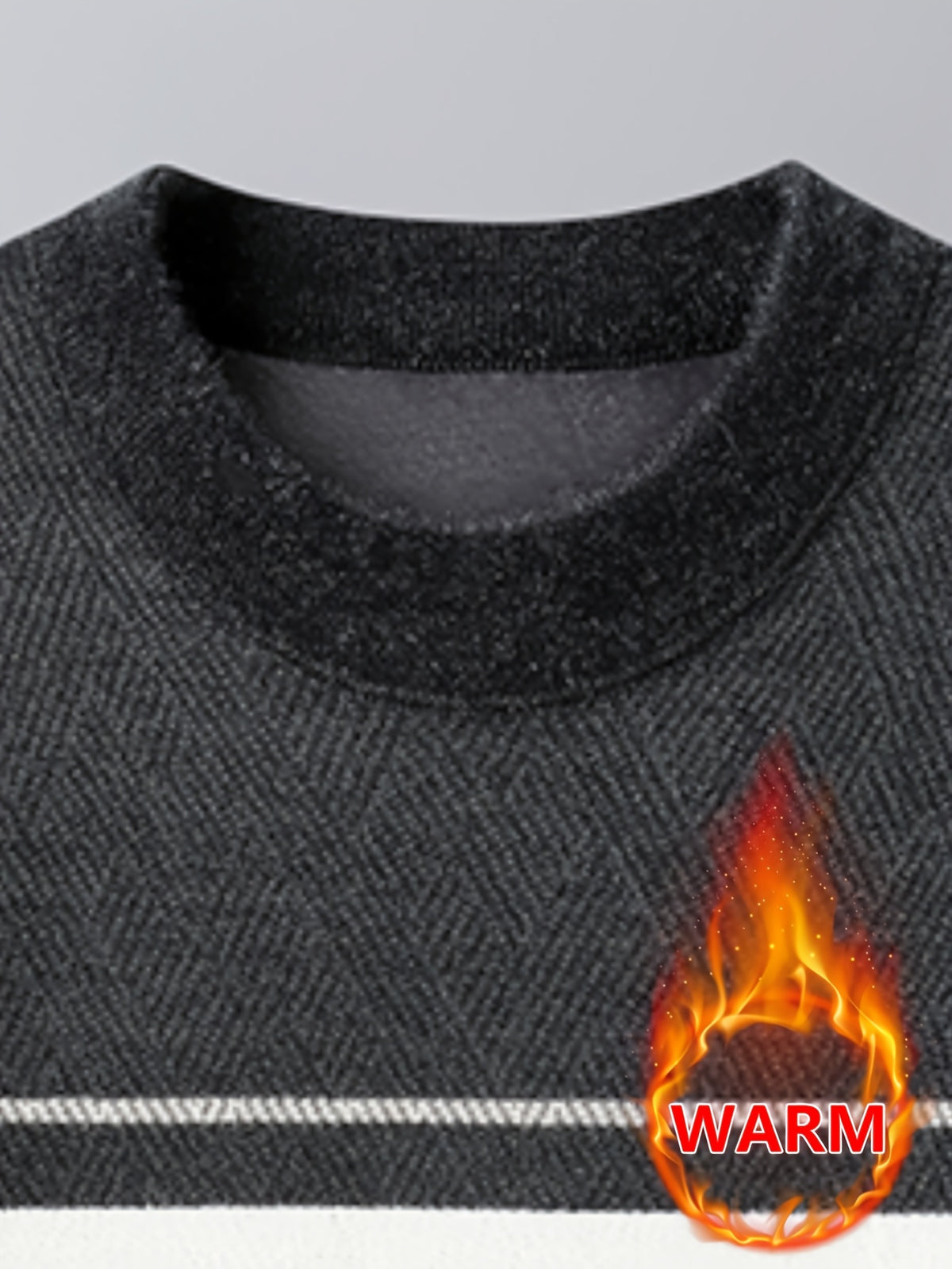 Minimalist Urban -Lined Crew Neck Knit Sweater for Warmth and City Casual Style - Grey