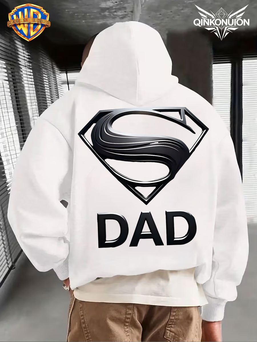 WB Warner Men'S New Trendy Hoodie, Superman Classic Logo Printed Design Hoodie, Daily Casual Drawstring Hoodie, Long Sleeve Hoodie, Machine Washable, Multifunctional Sports And Leisure Loose Fit Men'S Hoodie - White