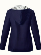 Women's Hooded Autumn/Winter Trench Coat - Navy Color