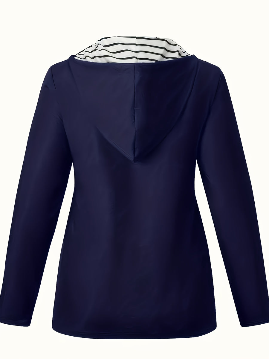 Women's Hooded Autumn/Winter Trench Coat - Navy Color