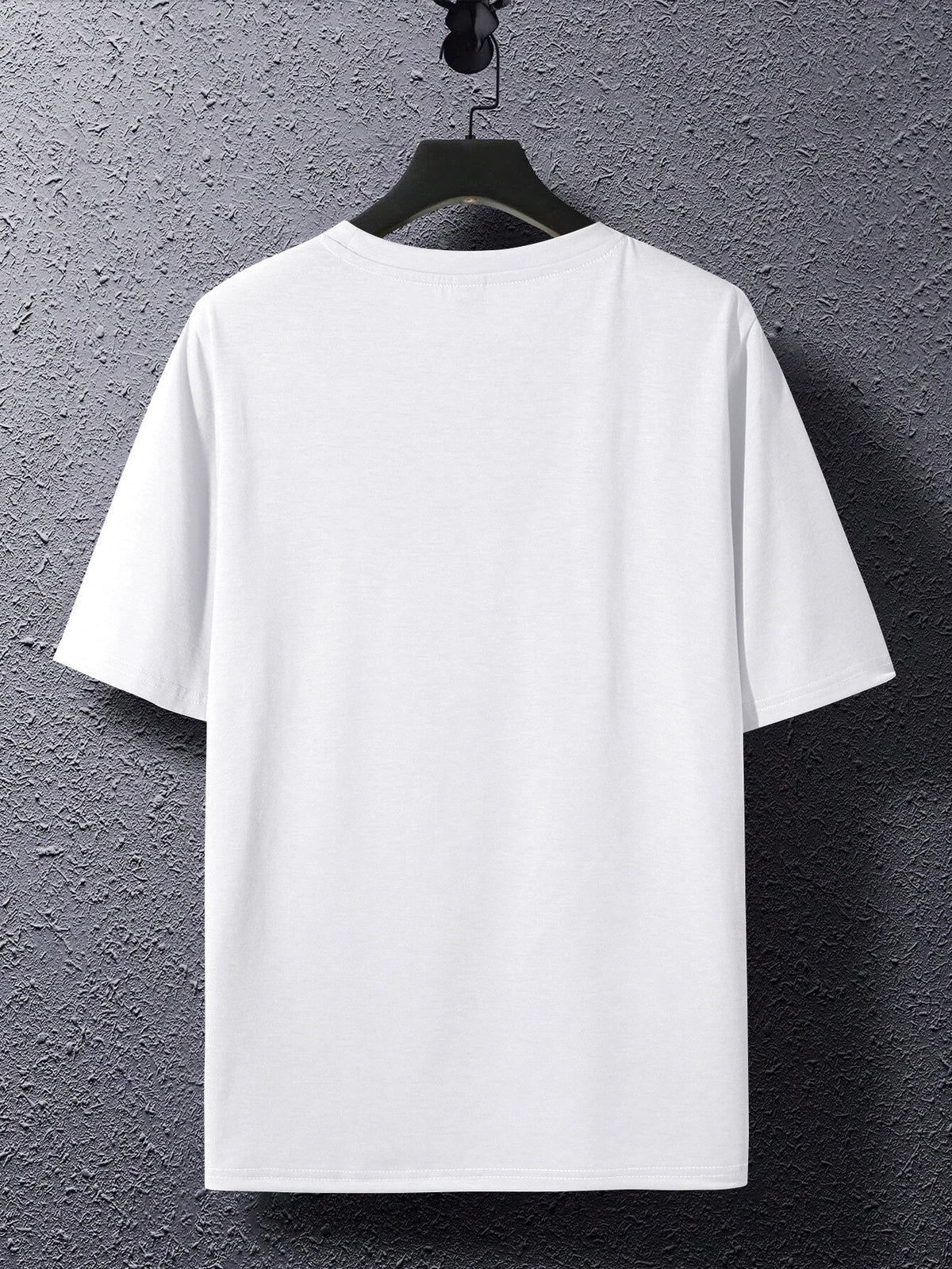 Summer New Men'S Regular Fit Short Sleeve T-Shirt with Chest Brown Small Label Text Print Easy Comfortable Casual Outing Commute All-Match Round Neck Top - White