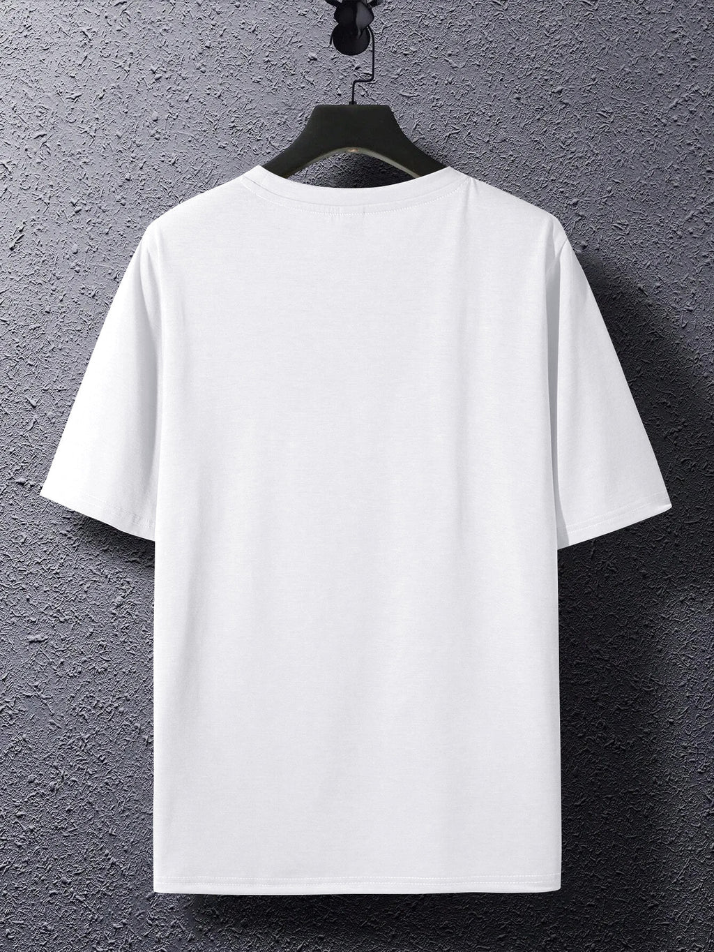 Men's Trendy Short-Sleeve T-Shirt with Minimalist Brown Long Strip Logo Print on the Chest, Crew Neck Top for Daily Wear - White