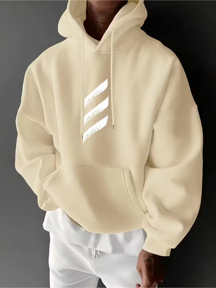 RBWY Unisex Autumn/Winter New Arrival, Fashionable and Trendy -Lined Hooded Couple's Sweatshirt, Casual Drawstring Hoodie, Long Sleeve Hooded Heat-Transfer Print Japanese Sweatshirt, Trendy Letter Print - Apricot