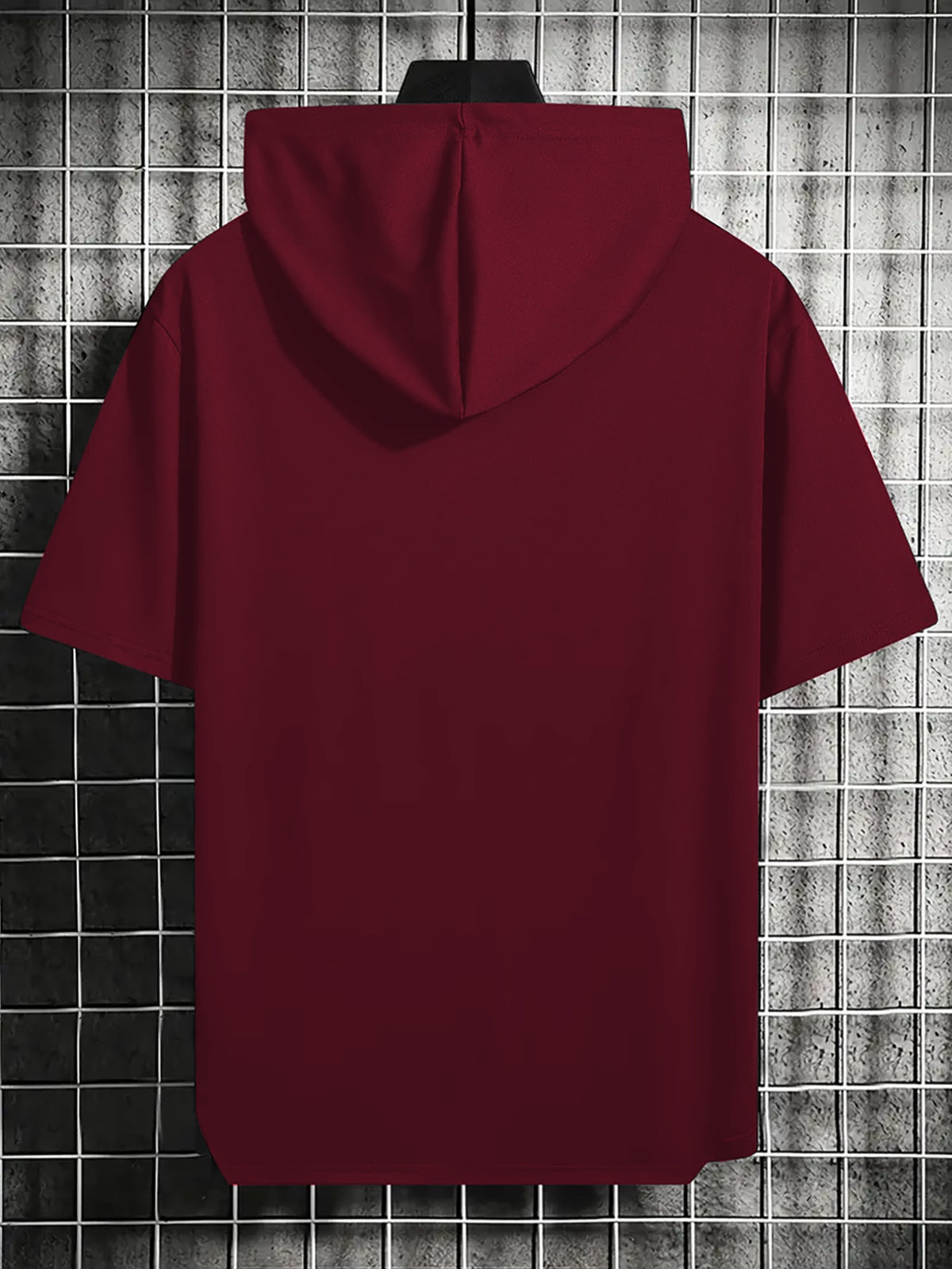 Solid Color Men's Hoodie T-Shirt, Novelty Casual Short-Sleeve Hooded Tee, Loose Fit Hooded Short-Sleeve Top, Versatile Men's Casual Knitwear, Summer Outdoor Casual Short-Sleeve Black, Vintage Fashion Trendy Apparel, Spring-Summer Vacation Outdoor - Burgundy