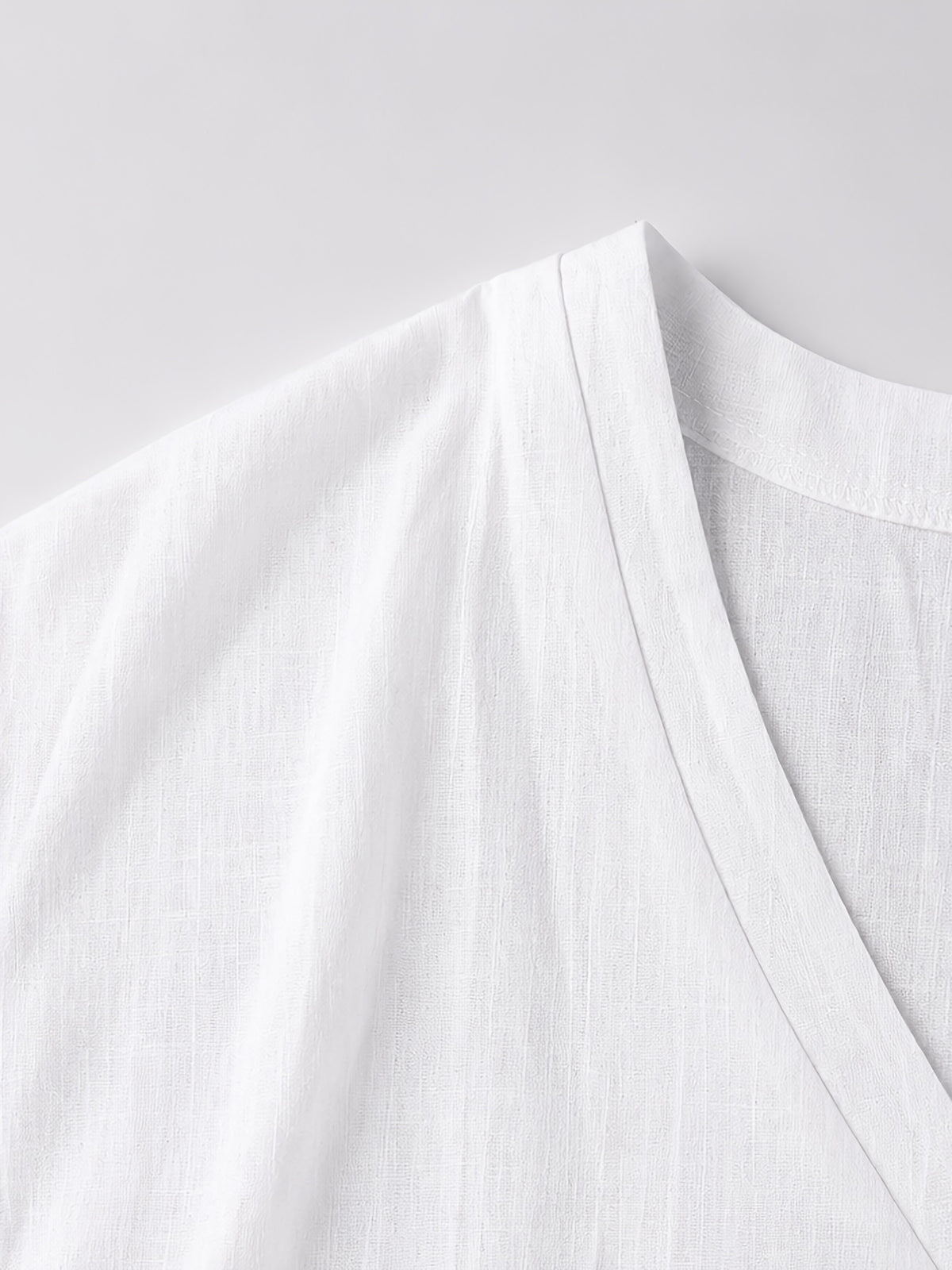 Asd1 European and American Style Loose-fit Long-sleeve Shirt, Deep V-neck with Half-open Placket, a Versatile Casual Piece Suitable for Outings and Commuting, Featuring a Gentle and Laid-back Style - White