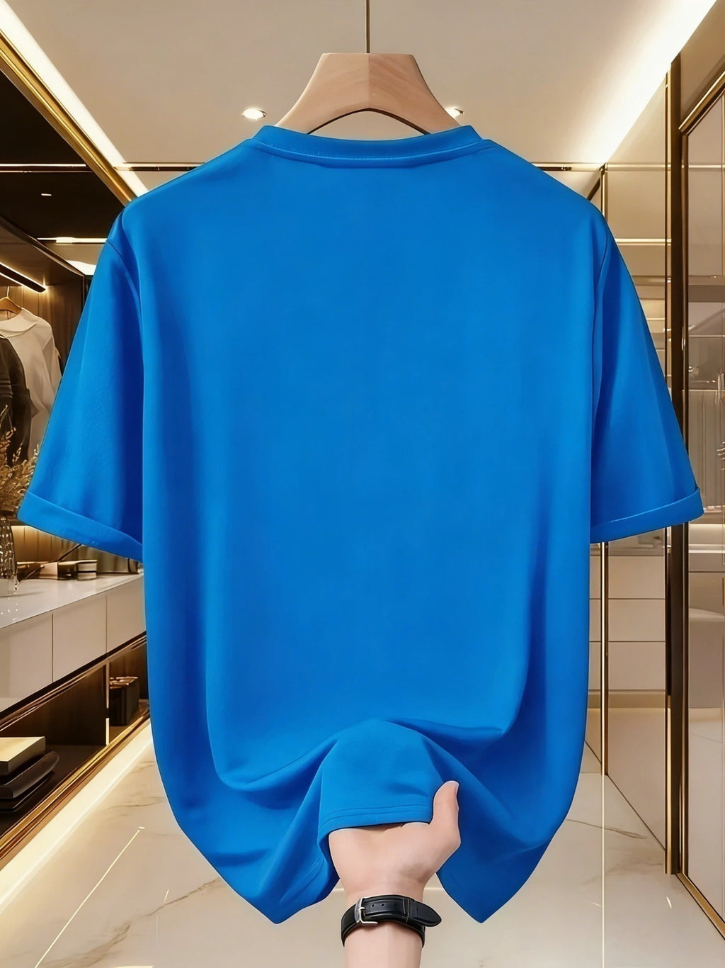Solid Color Breathable Trendy Short-Sleeve Men's T-Shirt in White, Black, Blue, Navy - Blue