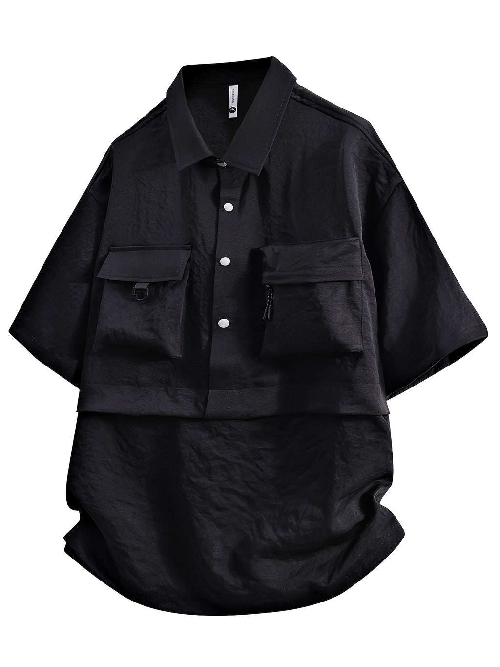 Men's Casual Summer Short-sleeve Shirt, Trendy and Stylish Loose Fit, Versatile Sport and Outdoor Shirt, Lightweight Breathable Cool Men's Shirt for Summer - Black