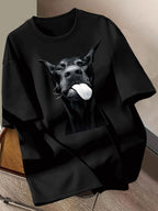 This Women's Short-Sleeve T-Shirt Features a Doberman Pattern Print, Offering a Casual And Comfortable Fit. It Is Soft, Breathable, And Designed in a Classic Style, Making It Versatile for Casual Attire. with Good Elasticity And Lightweight Fabric - Black