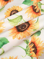 European And American New Women'S Clothing Romantic Sunflower Print Dress One-Shoulder Off-Shoulder Long Waist Fashion Side Slit Dress Temperament Vacation Travel Style Women'S Long Dress - White