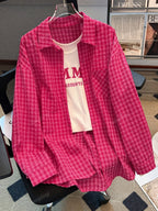 Elegant All-Season Women's Loose Collar Sweater with Single Pocket, Multi-Color, Commuter Casual Wear - Red