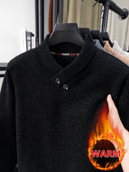 Minimalist Urban Knit Sweater Warm Daily Commute - Black