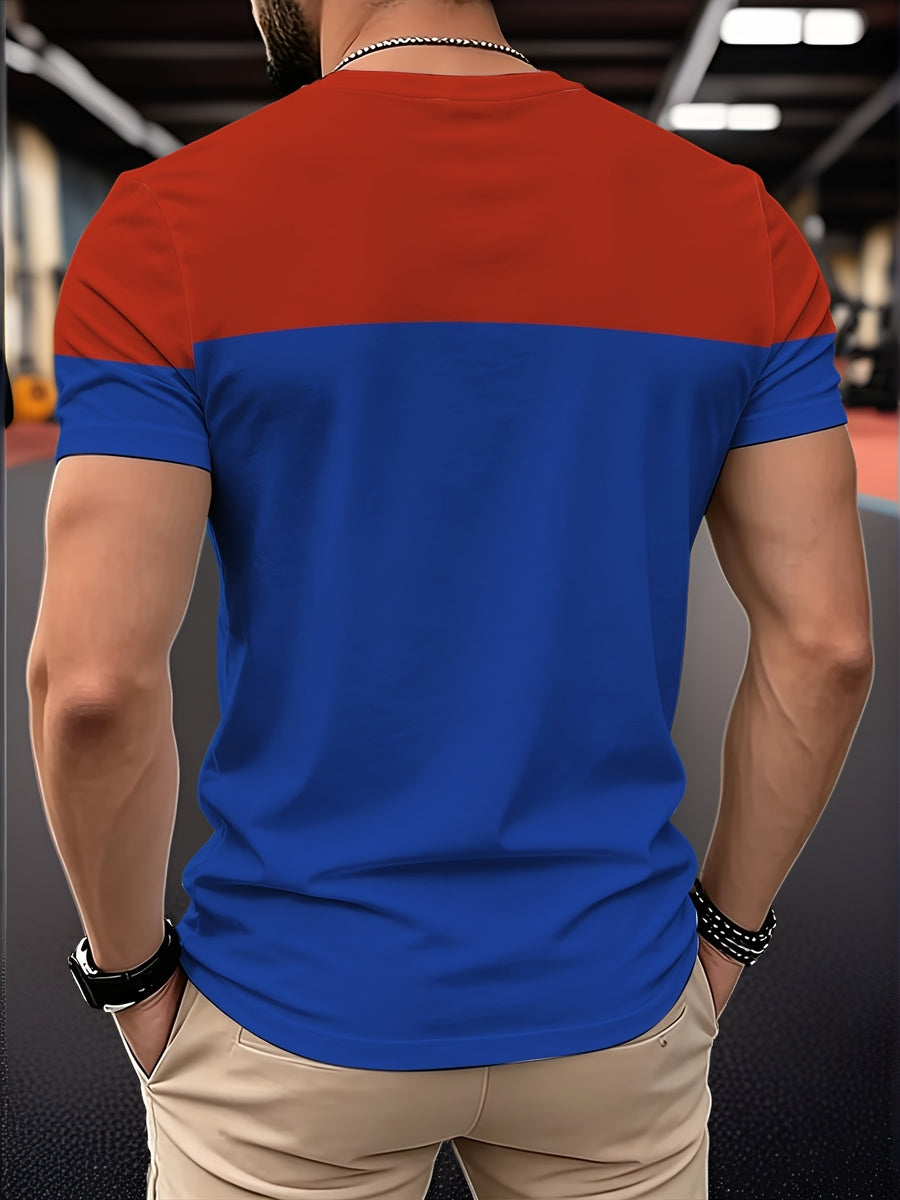 [Printed Design-Non-Textured] Men'S Summer Fashion V-Neck Short Sleeve T-Shirt, Printed Casual Slim Fit Quick-Dry Half-Sleeve Top, Breathable, Multifunctional, Machine Washable, Suitable for Daily Casual And Sports Wear - Mixed Color 1