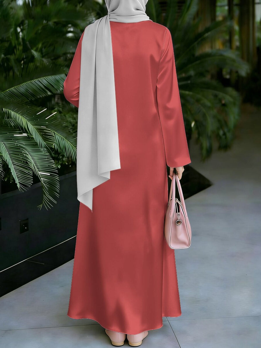New Middle Eastern Style Muslim Elegant Robe, Featuring Middle Eastern Ethnic Print And Long Dress Design, Suitable for Eid Al-Fitr And Eid Al-Adha, This Loose, Comfortable, And Breathable Long Sleeve Dress Is Perfect for Commuting And Vacation - Mixed colors