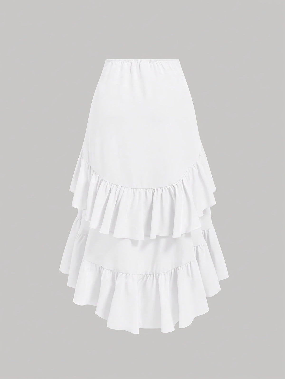 New Fashion Asymmetrical Pleated Hem Design Multi-layered Women's Skirt - White