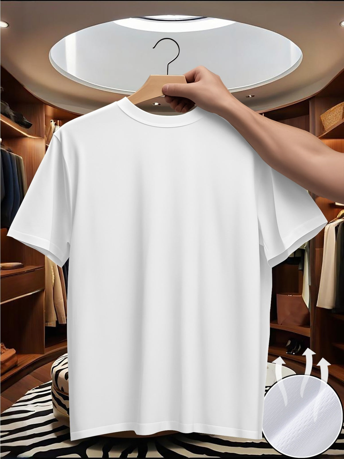 New Summer Men'S Pure White Round Neck Short Sleeve T-Shirt with Left Chest Easy Palm Tree Small Print Vacation Style Casual Loose Breathable Daily Commute All-Match Short Sleeve T-Shirt Top - White