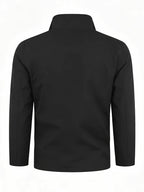 Giraffe Silhouette Navy Lining White Full-Zip Stand Collar Windproof Jacket, Men Women Spring Autumn Multi-Pocket Fresh Casual Outdoor Fleece Coat - Black