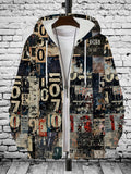 Men's Trendy Men's Trendy Digital Alphabet Collage Print Hooded Zip-Up Sweatshirt Fashion Streetwear Loose Casual Top Youth Stylish Versatile Outerwear - Mixed colors