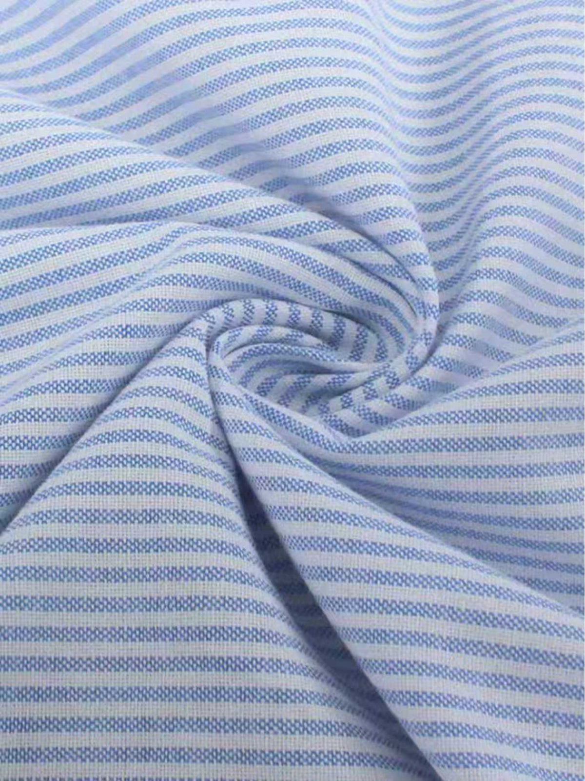 Summer Trendy New Men'S Versatile Basic Easy Individual Fun Back-Print Short Striped Loose Shirt - Light Blue