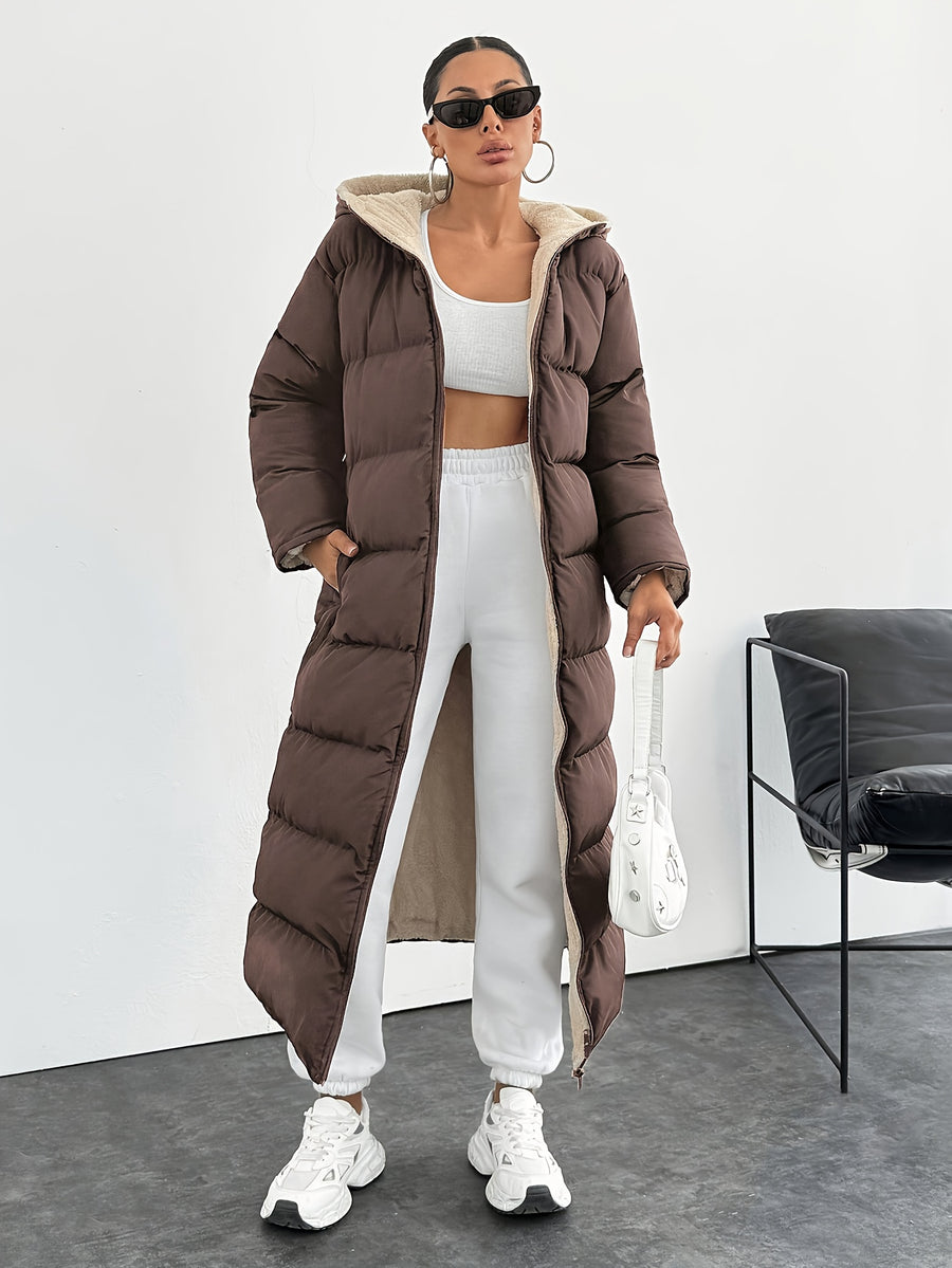 Fashionable and Elegant Thick Coat - Coffee Color