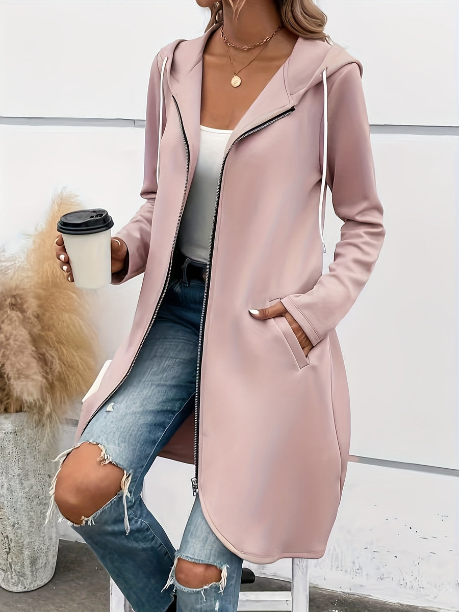 Women'S Fashion Jacket Zip-Up Coat - Pink Color