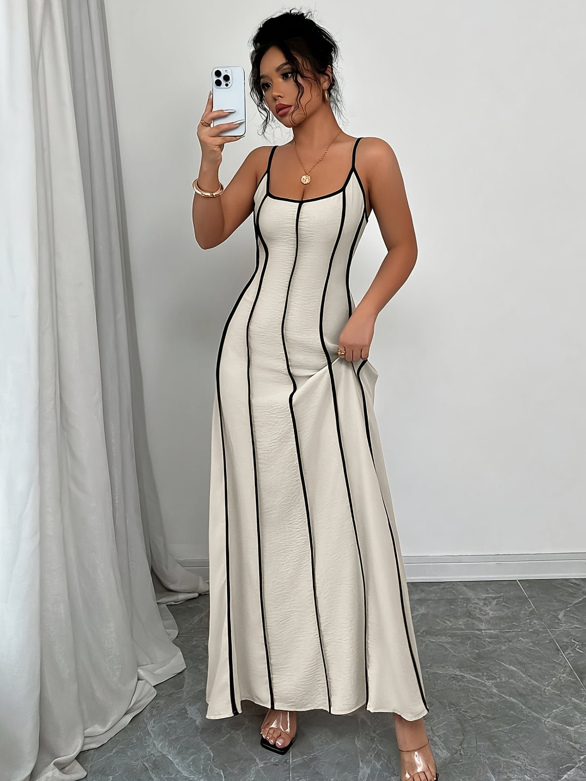 Ladies Fashion Elegant Vacation Dress - Apricot