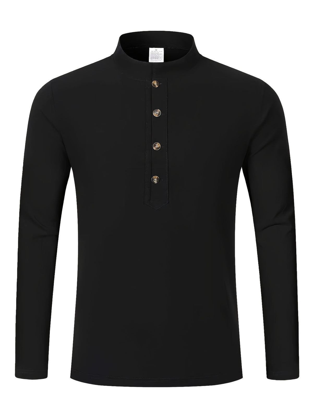 Men'S Fashion Autumn New Long Sleeve Shirt Loose Casual Solid Color Individualistic Shirt, New Season - Black