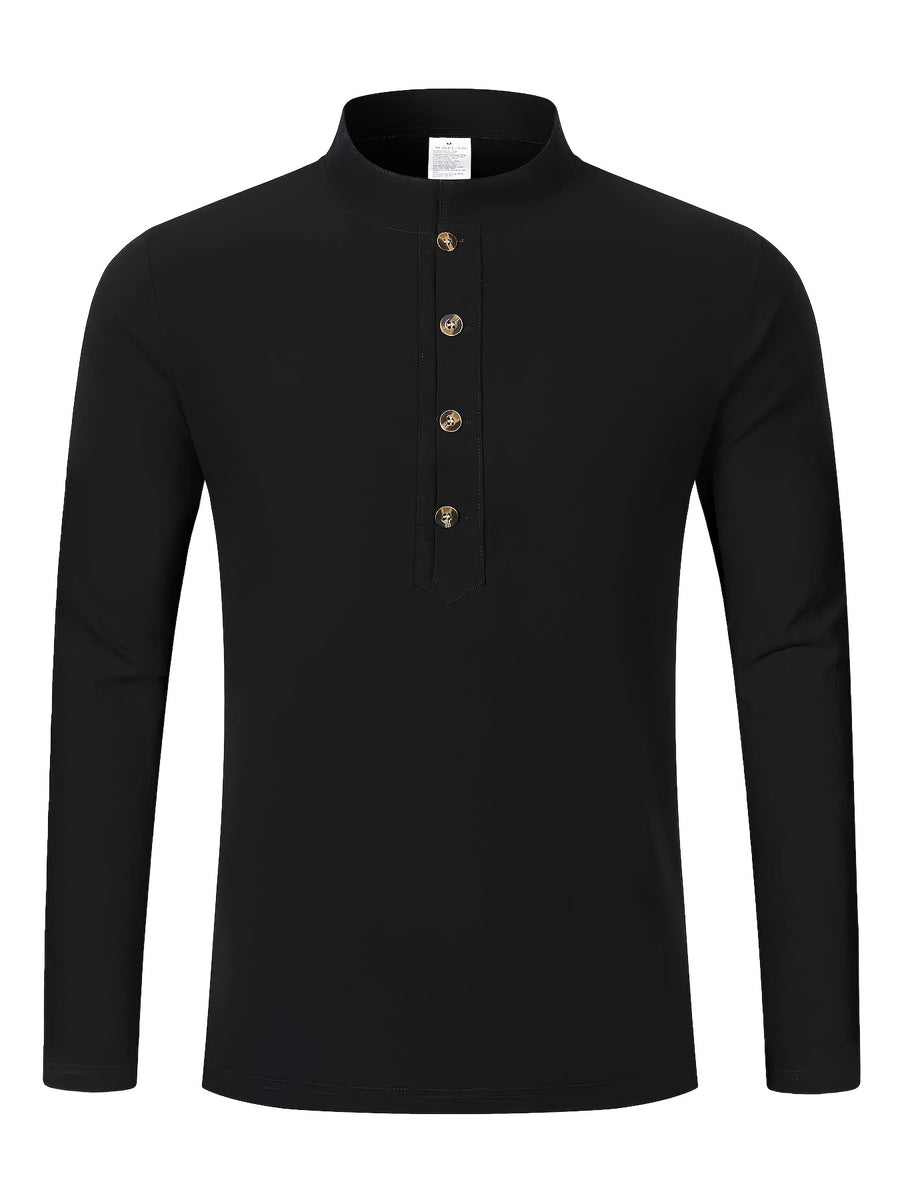 Men'S Fashion Autumn New Long Sleeve Shirt Loose Casual Solid Color Individualistic Shirt, New Season - Black