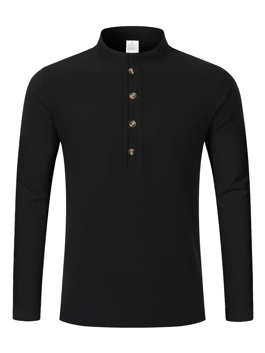 2pcs Men's Solid Color Pullover Henley Shirt, Long Sleeve, Regular Fit for Spring/Autumn, Casual Outings and Parties - Light White+Black Color