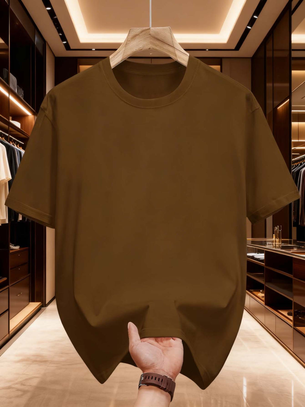 2026 Premium Pure Letter Print Short Sleeve T-Shirt for Men, Summer Loose Fit Versatile Stylish Top - 【Brown】