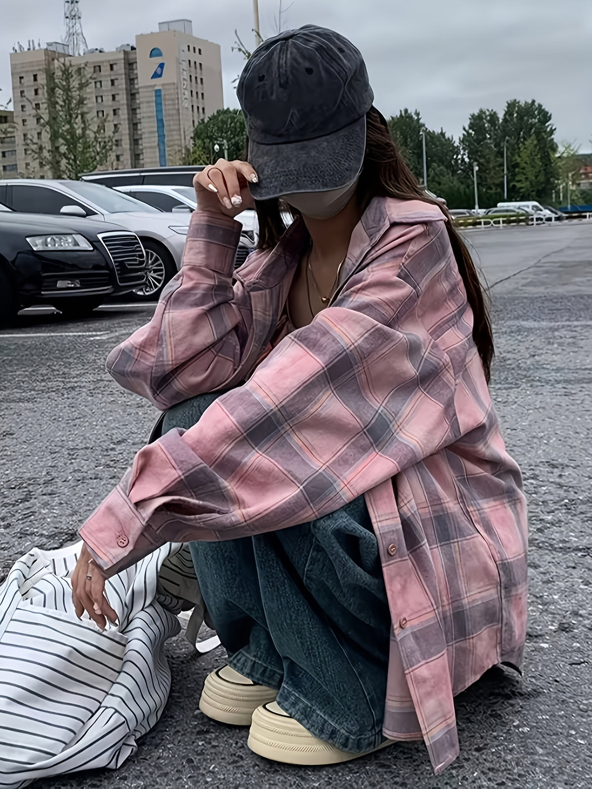 Elegant Direction Women's Long Sleeve Loose Plaid Shirt, Suitable for Daily Wear and Vacation Travel - Mixed colors