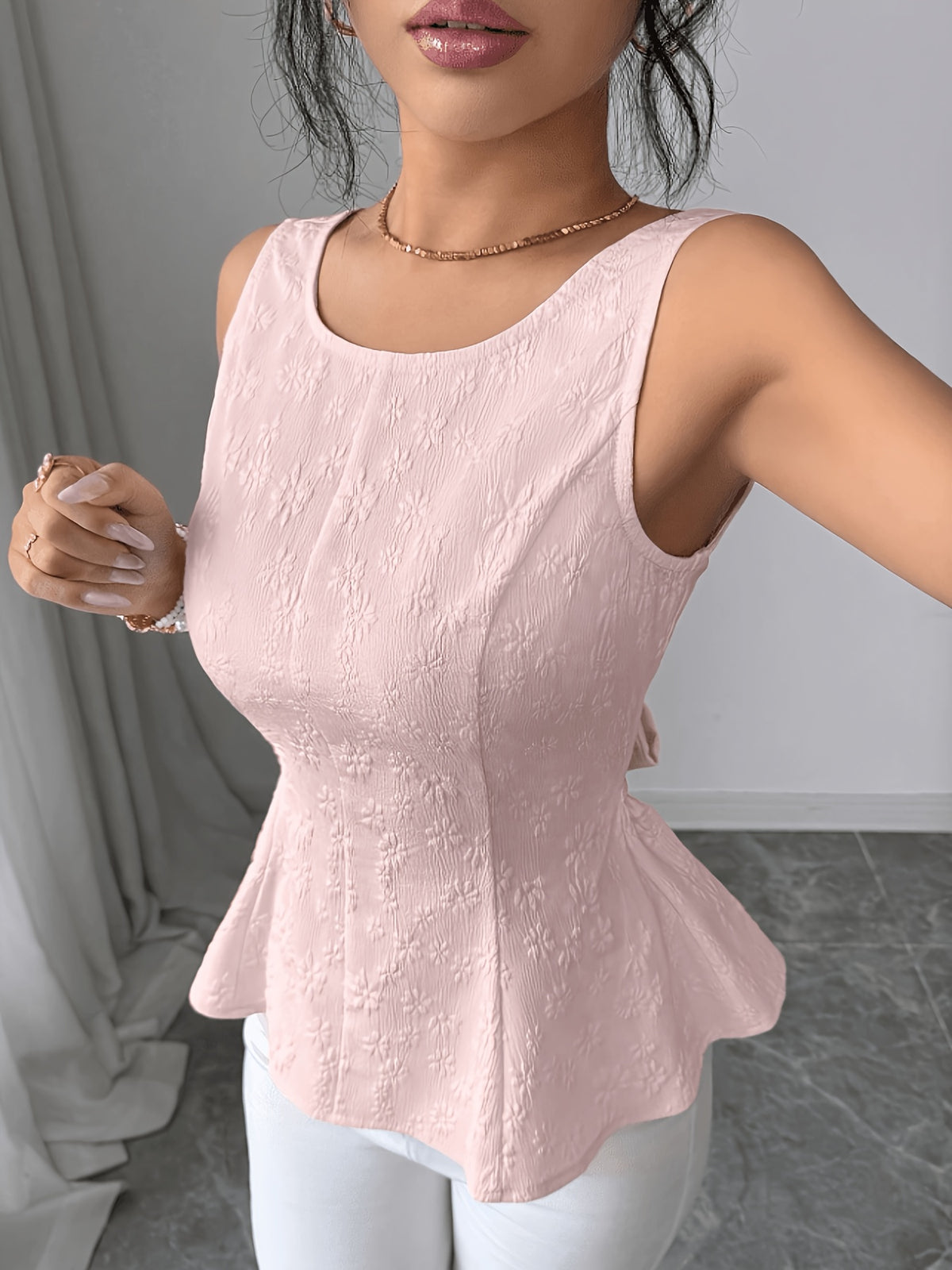 Women's Fashion Camisole, Elegant and Romantic Knitted Summer Vest, Beautiful Sleeveless Top - Pink Color