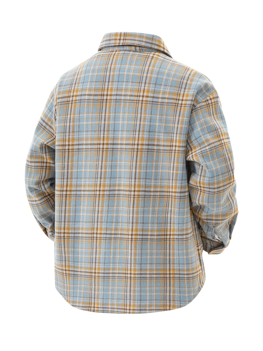 3pcs Set - Men'S Spring/Autumn Lapel Plaid Shirt Youth Outdoor Casual Trendy Top Men'S Fashion Versatile Jacket - Yellow+red+black