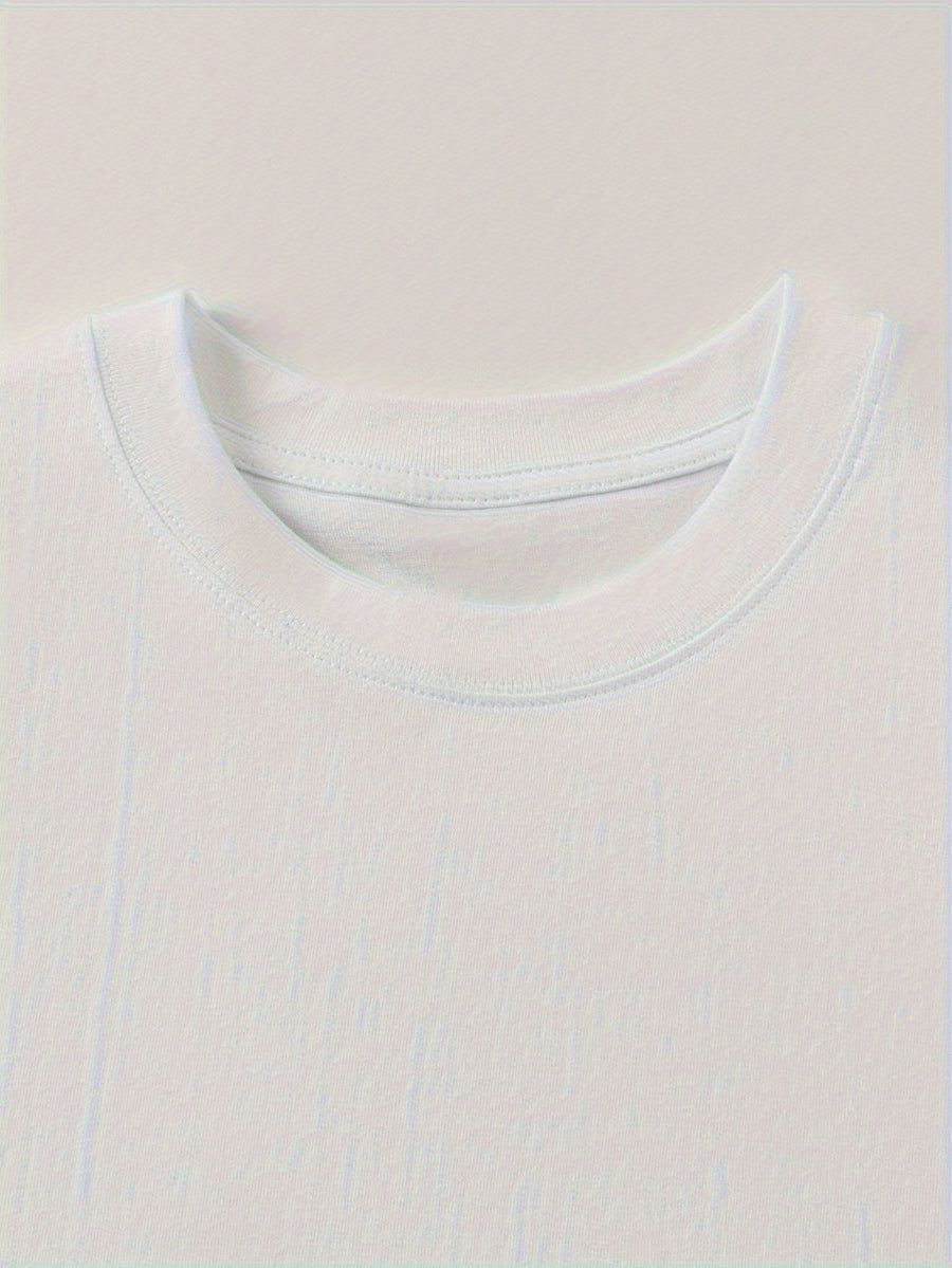 Men's Basic Round-neck Pure Short-sleeve T-shirt, Unisex Essential for Daily Casual Wear, Breathable and Soft - White