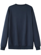 Fashion Retro Cycling Enthusiast Pattern Print, Round Neck Casual Sweatshirt, Suitable for Outdoor Activities, Loose Comfortable And Versatile, Ideal for Autumn And Winter - Navy Color