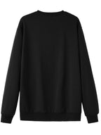 Fashion Retro Cycling Enthusiast Pattern Print, Round Neck Casual Sweatshirt, Suitable for Outdoor Activities, Loose Comfortable And Versatile, Ideal for Autumn And Winter - Black