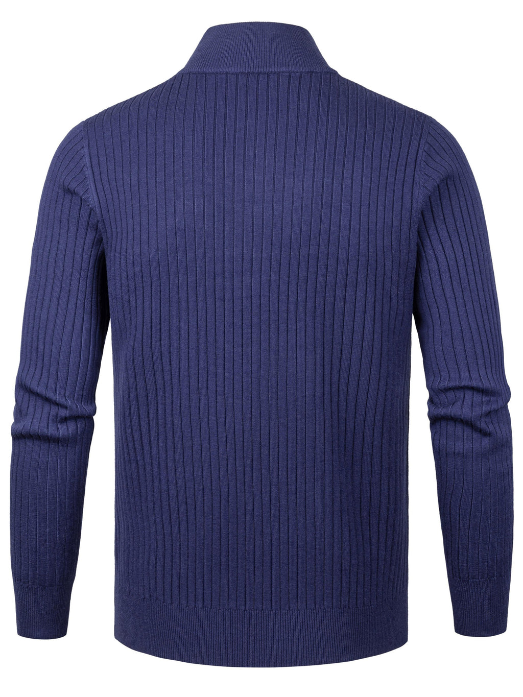 2026 Spring/Fall New Men'S Knitted Rib-Striped Zip-Up Cardigan | Stand Collar, Medium Stretch Fabric, Long Sleeve, Casual And Versatile Fit Minimalist Layering - Royal Blue