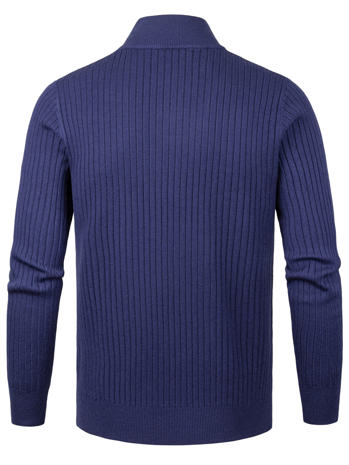 2026 Spring/Fall New Men'S Knitted Rib-Striped Zip-Up Cardigan | Stand Collar, Medium Stretch Fabric, Long Sleeve, Casual And Versatile Fit Minimalist Layering - Royal Blue