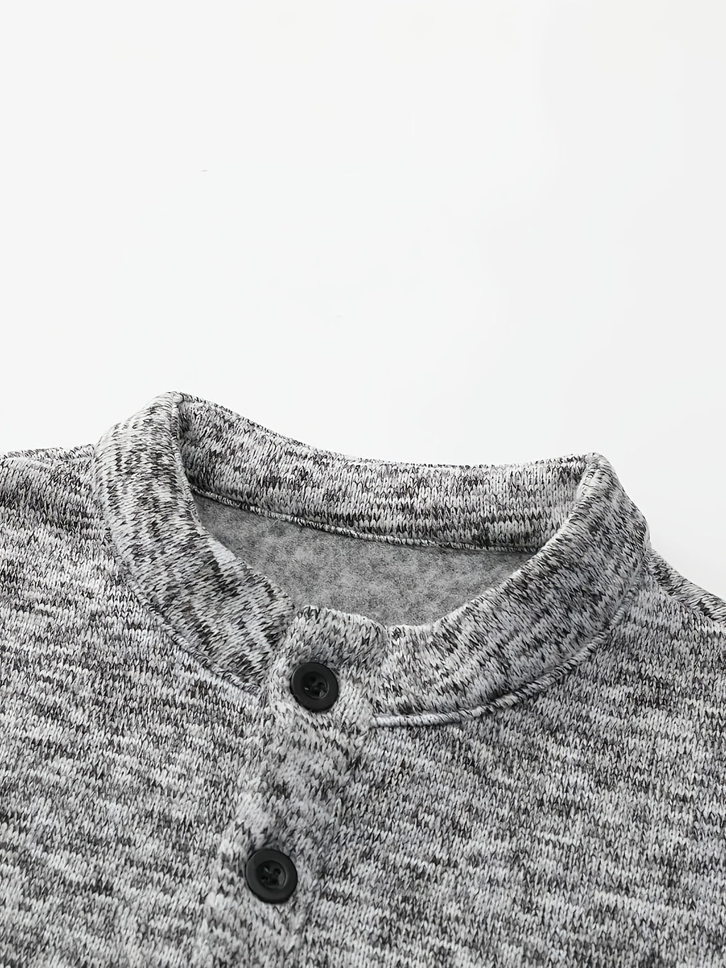Set of 3, Fleece-Lined Shirt, Men'S Casual Shirt, Men'S Spring And Autumn Base Layer, Business Knit Long Sleeve, Stand Collar Top with Chest Pocket - Light gray + light gray + light gray