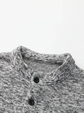 Set of 3, Fleece-Lined Shirt, Men'S Casual Shirt, Men'S Spring And Autumn Base Layer, Business Knit Long Sleeve, Stand Collar Top with Chest Pocket - Light gray + light gray + light gray