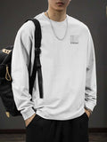 [Genghis Khan & Sue Dian] 2024 New Men'S Round Neck Long Sleeve T-Shirt Loose Plus Size Trendy Brand T-Shirt Spring Autumn Sweatshirt Base Layer Men'S C005-D - White