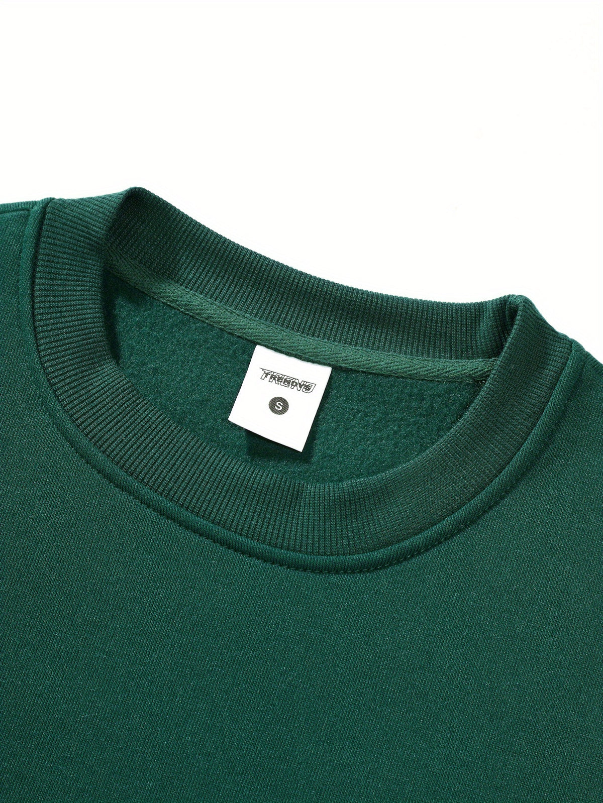 Men's Basic Crew Neck Sweatshirt with Small Galloping Horse Print on Left Chest, Casual Long Sleeve Top, Loose Fit, Versatile Solid Color Pullover Sport Sweatshirt (2) - Green