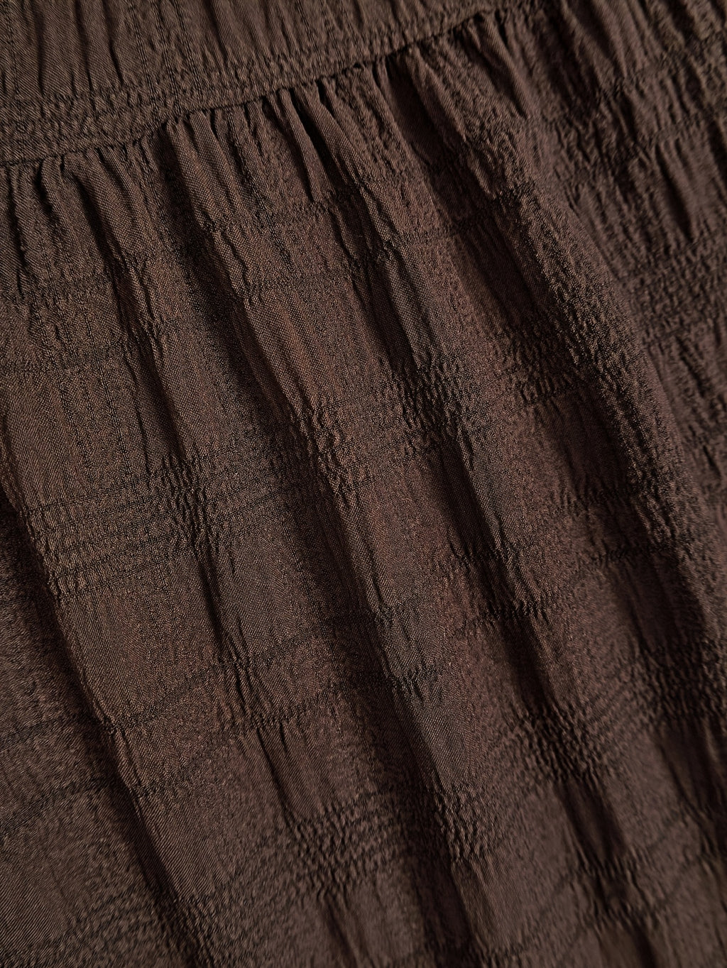 Women's Elegant Bohemian Smock Skirt - Double-Layer Smock Hem Maxi Length, Loose -Line Swing Skirt Suitable for Daily Wear, Office, Travel, Machine Washable Solid Color Skirt for Spring Summer Fall - Coffee Brown