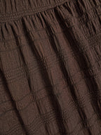 Women's Elegant Bohemian Smock Skirt - Double-Layer Smock Hem Maxi Length, Loose -Line Swing Skirt Suitable for Daily Wear, Office, Travel, Machine Washable Solid Color Skirt for Spring Summer Fall - Coffee Brown
