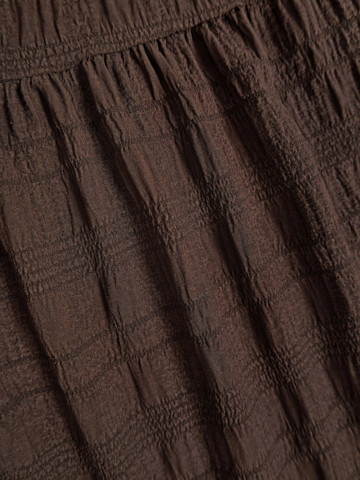 Women's Elegant Bohemian Smock Skirt - Double-Layer Smock Hem Maxi Length, Loose -Line Swing Skirt Suitable for Daily Wear, Office, Travel, Machine Washable Solid Color Skirt for Spring Summer Fall - Coffee Brown