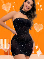 Spring/Summer Women's Fashion Casual Solid Color Sleeveless Bodycon Dress, Cut-Out Party Hip-Hugging Skirt, Elegant and Versatile Beach Dress Suitable for Casual/Party/Valentine's Day - Black