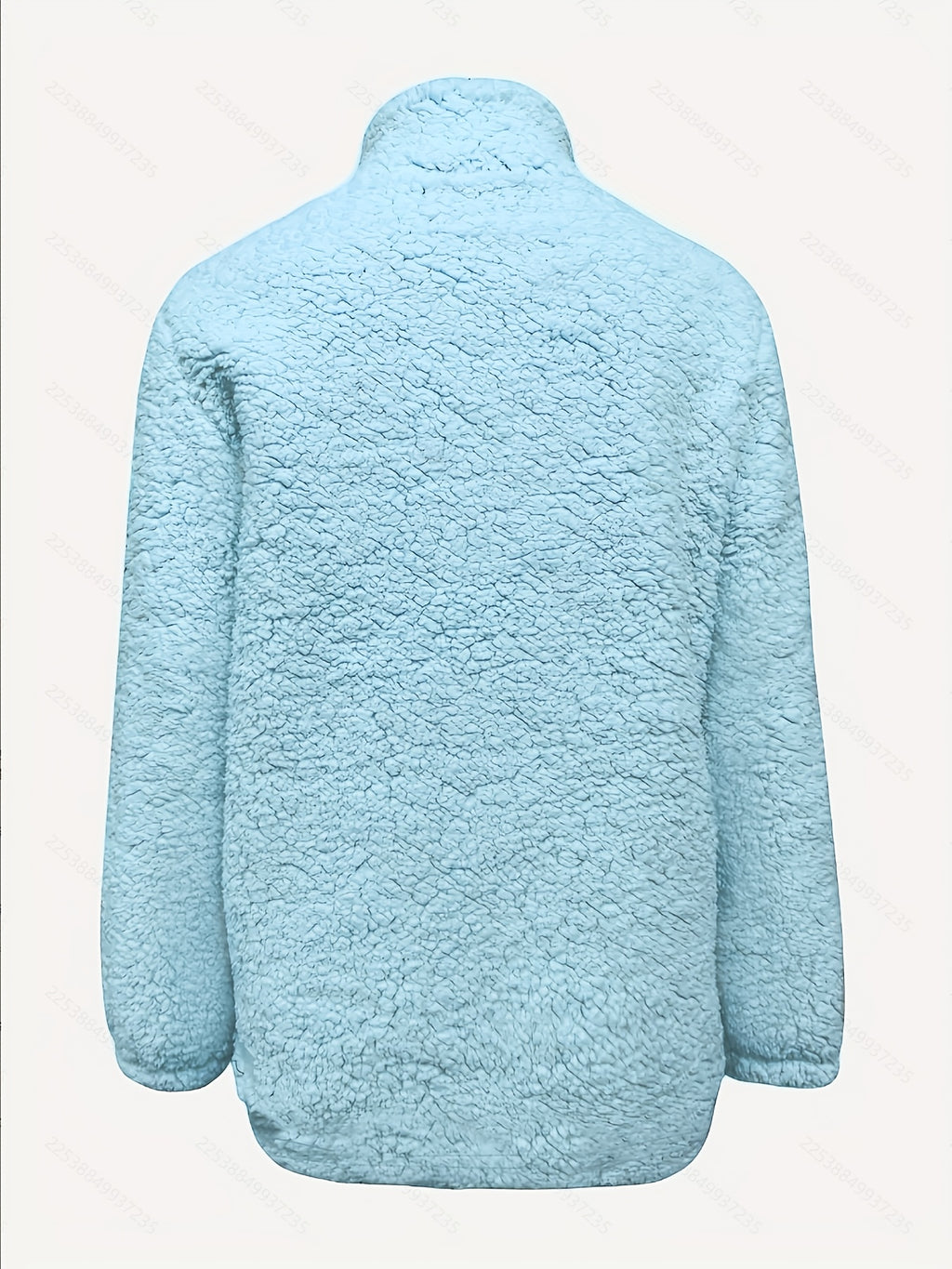 Women's Casual Fashion Pullover Zip-Up Long Sleeve Top - Light Blue