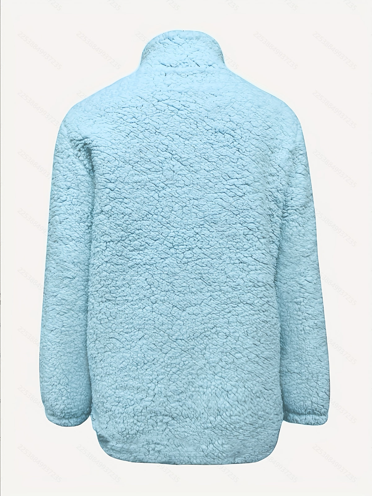 Women's Casual Fashion Pullover Zip-Up Long Sleeve Top - Light Blue