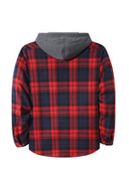 Men'S Plaid Hoodie Fashion Hoodie Fleece Shirt Price Long Sleeve Casual Button-Up Hoodie, Autumn Essentials - 【Red Navy Blue A2】